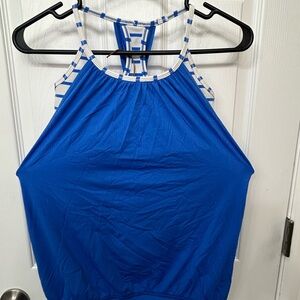 Lululemon Athletica Blue and White Striped Racerback Tank Top size 4